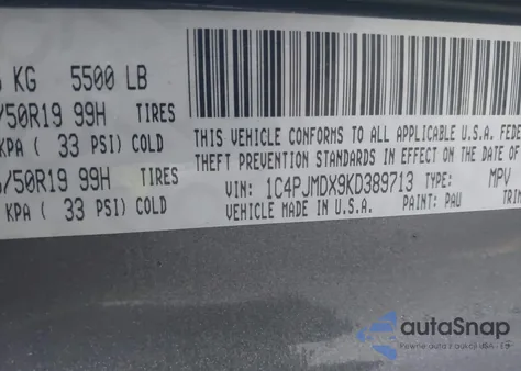 2019 Jeep Cherokee High Altitude 4X4 from USA, damaged, VIN 1C4PJMDX9KD389713